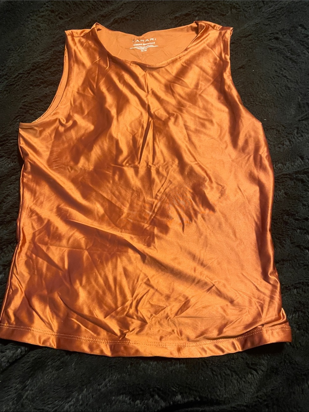 Tahari Shiny Orange Sleeveless Satin Tank